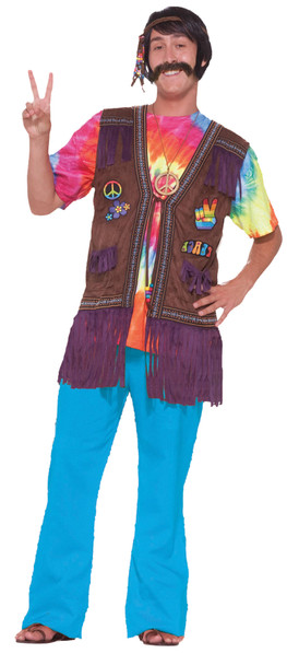 Men's Hippie Peace Vest Adult Costume