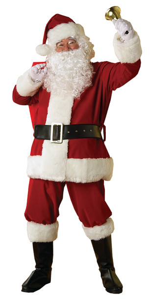 Men's Regal Plush Santa Suit With Beard & Wig Adult Costume