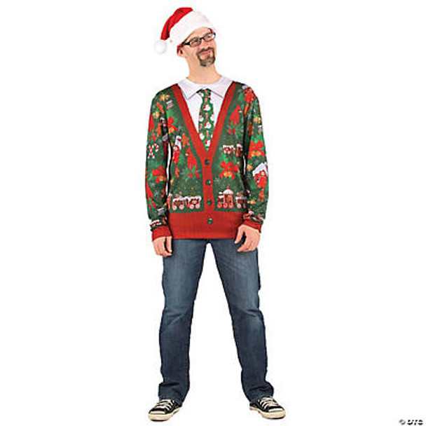 Men's Ugly Christmas Cardigan Adult Costume