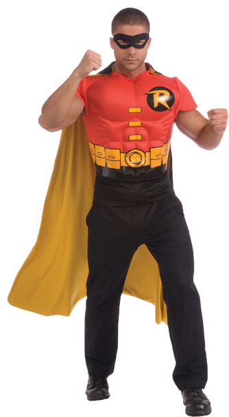 Men's Robin Muscle Shirt With Cape Adult Costume