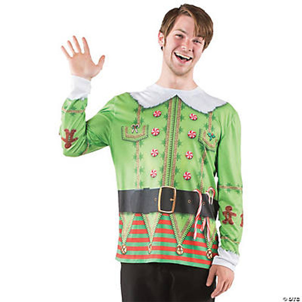 Men's Ugly Christmas Elf Sweater Adult Costume