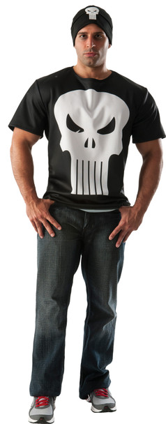 Men's Punisher Shirt & Hat Adult Costume