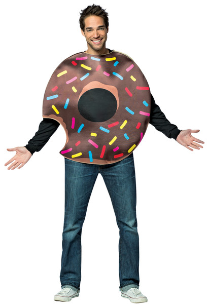Men's Chocolate Doughnut With Bite Adult Costume