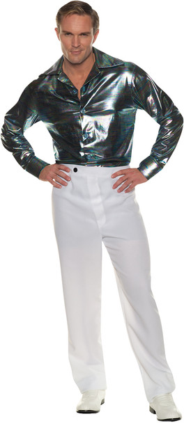 Men's Disco Shirt-Multi-Color Lines Adult Costume