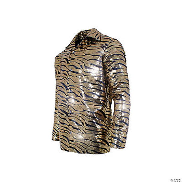 Men's Tiger Shirt Gold Sequin Adult Costume