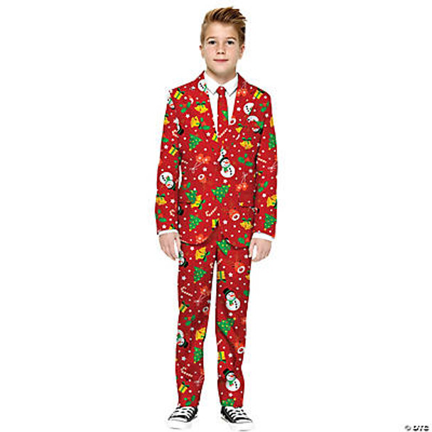 Boy's Red Icon Christmas Suit Child Costume