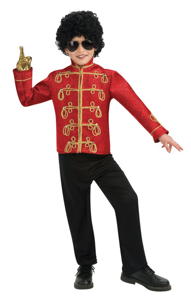 Boy's Deluxe Red Military Michael Jackson Jacket Child Costume