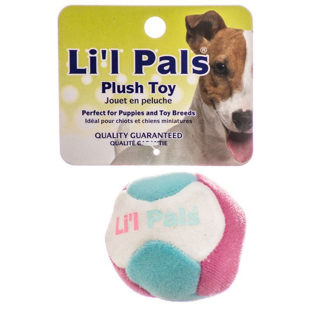 Lil Pals Multi Colored Plush Ball with Bell for Dogs - 1.5" Diameter