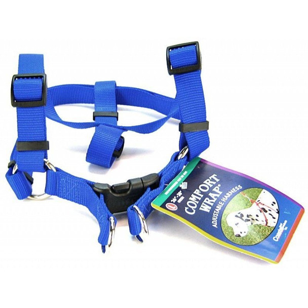 Tuff Collar Comfort Wrap Nylon Adjustable Harness - Blue - Large (Girth Size 26"-40")