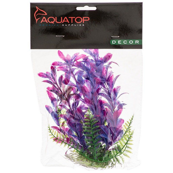 Aquatop Hygro Aquarium Plant - Pink & Purple - 6" High w/ Weighted Base