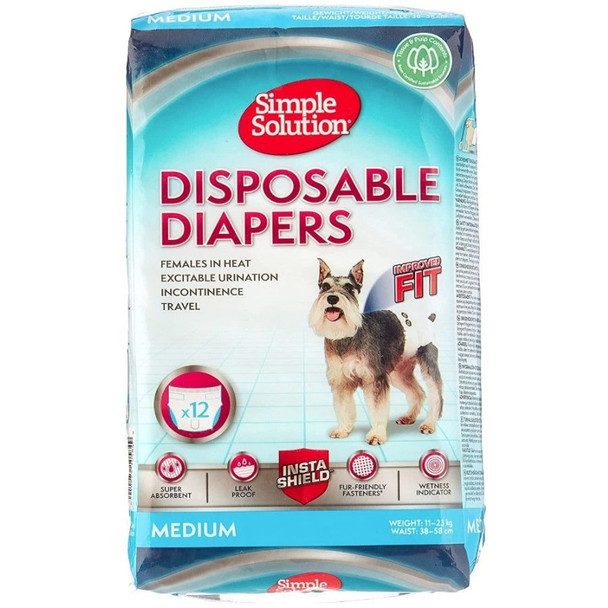 Simple Solution Disposable Diapers - Medium - 12 Count - (Waist 16.5"-21")