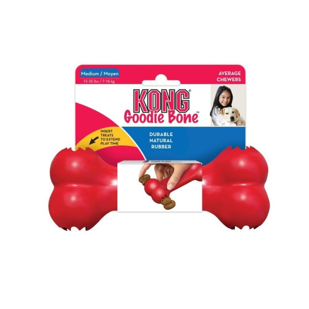 KONG Goodie Bone - Red - Medium (7"L x 2.75"W x 1.5"H)