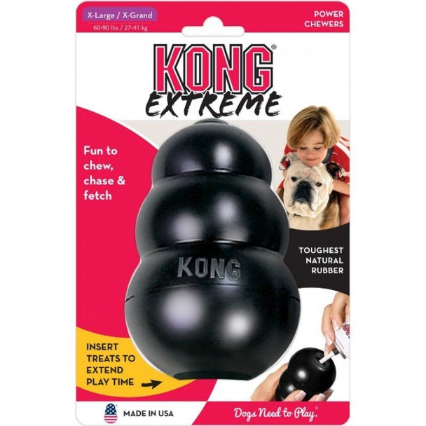 KONG Extreme KONG Dog Toy - Black - X-Large - Dogs 60-90 lbs (5" Tall x 1.25" Diameter)