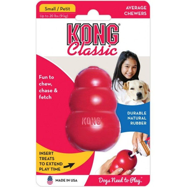 KONG Classic Dog Toy - Red - Small - Dogs up to 20 lbs (2.75" Tall x .75" Diameter)