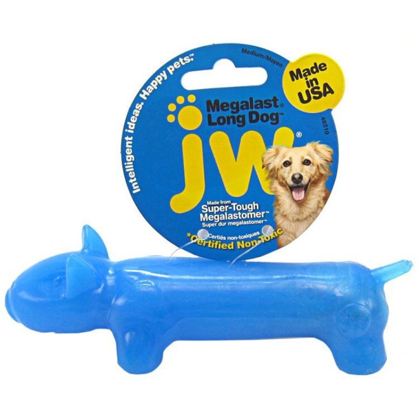 JW Pet Megalast Rubber Dog Toy - Long Dog - Medium - 6.5" Long