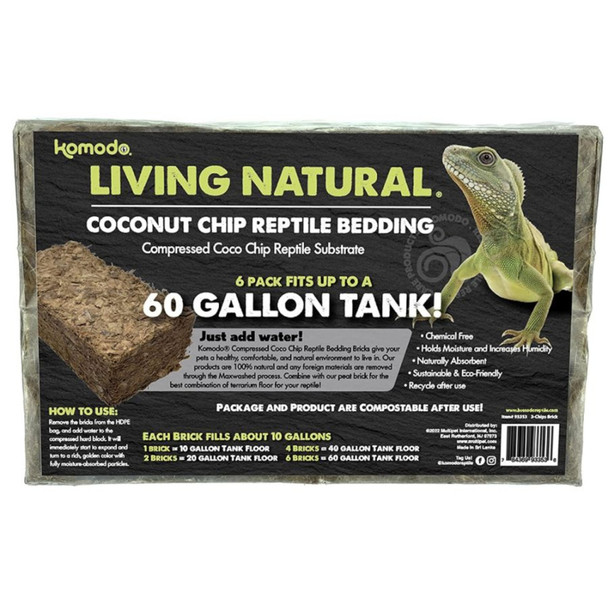 Komodo Living Natural Coconut Chip Reptile Bedding Brick - 3 count