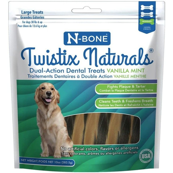 N-Bone Twistix NaturalsáVanilla Mint Dental Treats Large - 10 oz