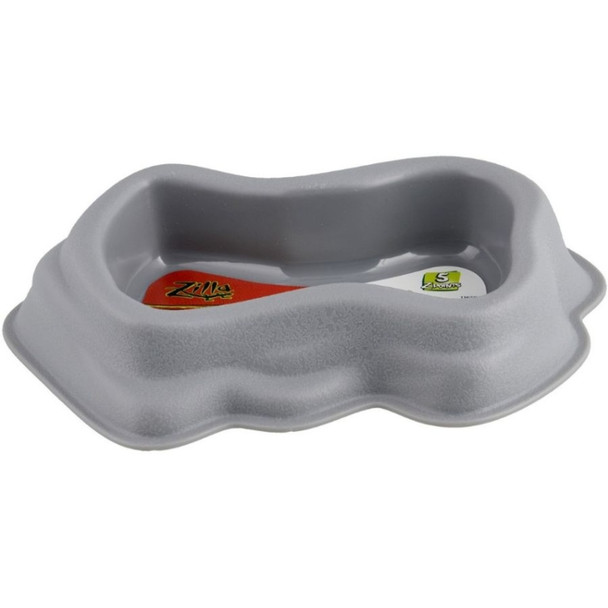 Zilla Decor Durable Dish for Reptiles Grey - Medium (8.5"L x 7"W x 3.3"H)