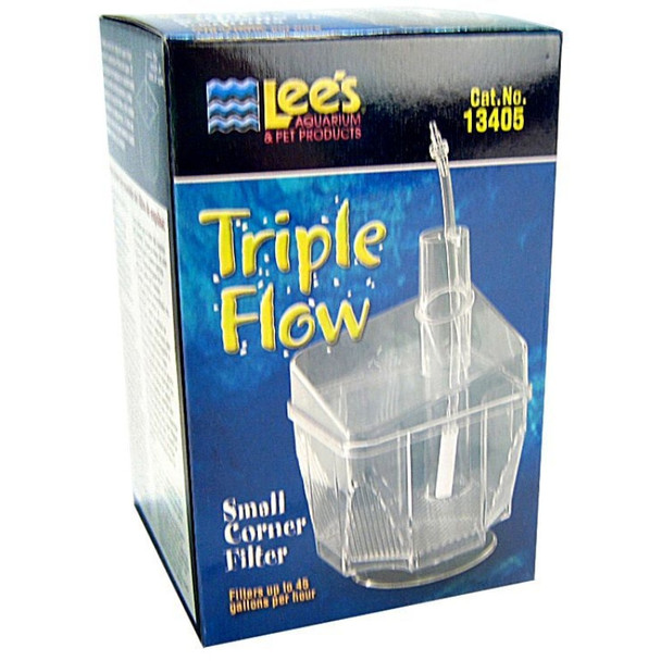 Lees Triple Flow Corner Filter - Small - 3.25"L x 3.25"W x 5"H (45 GPH)