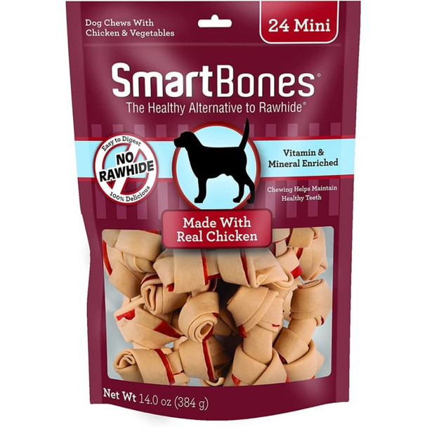 SmartBones Chicken & Vegetable Dog Chews - Mini - 2" Long - Dogs under 20 Lbs (24 Pack)