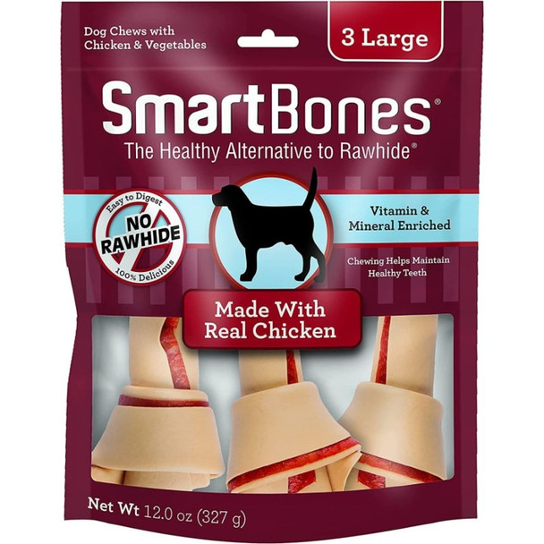 SmartBones Chicken & Vegetable Dog Chews - Large - 6.5" Long - Dogs over 40 Lbs (3 Pack)