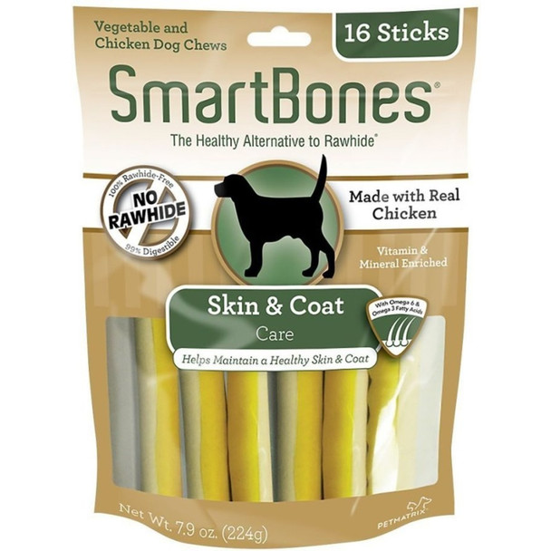 SmartBones Skin & Coat Care Treat Sticks for Dogs - Chicken - 16 Pack - (3.75" Sticks)