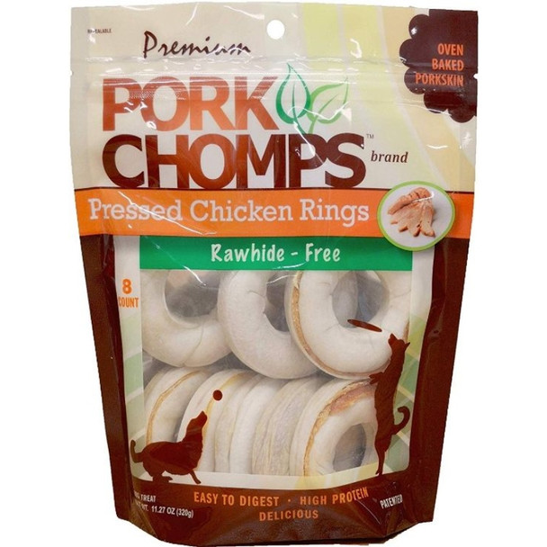 Pork Chomps Pressed Chicken Rings Dog Treats - 8 count