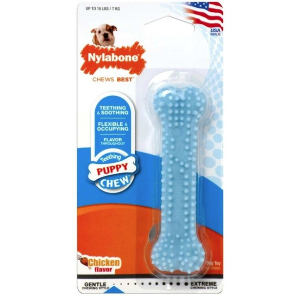 Nylabone Puppy Chew Dental Bone Chew Toy - Blue - 3.75" Chew - (For Puppies up to 15 lbs)