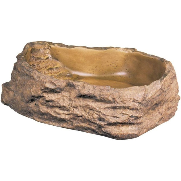 Exo-Terra Granite Rock Reptile Water Dish - Large - 8.25"L x 6.5"W x 2.25"H