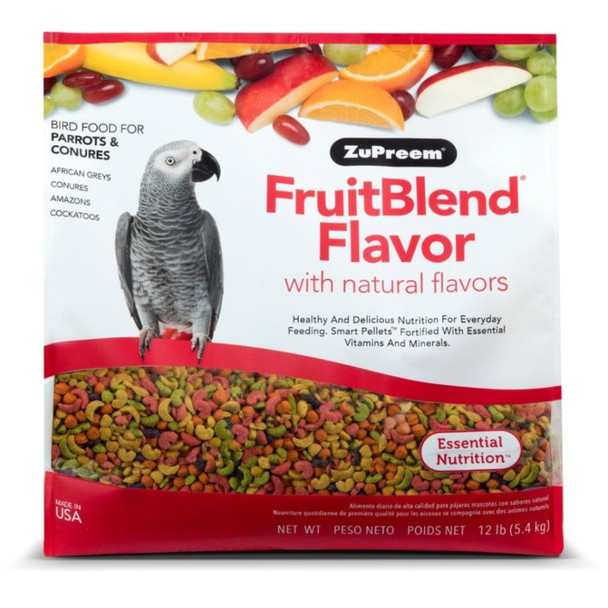 ZuPreem FruitBlend Flavor Bird Food for Parrots & Conures - 12 lbs