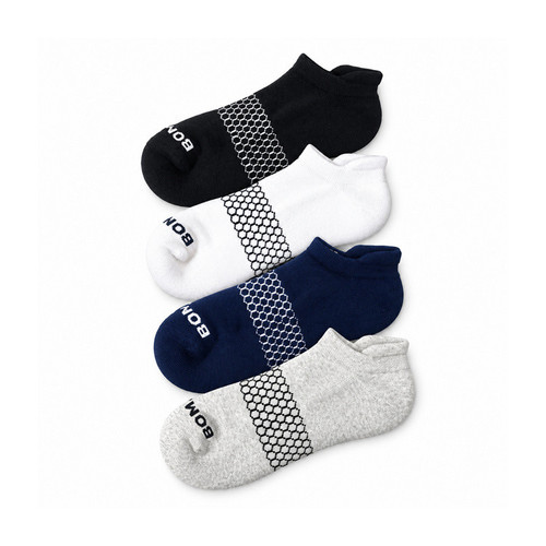 Bombas Ankle Socks Solids 4-Pack Large (White/Grey/Blue/Black)