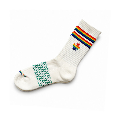 Bombas Calf Socks Large (White/Rainbow) (1 Pair)