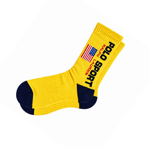 Ralph Lauren Polo Sport USA Flag Crew Socks 3-Pack One-Size (Yellow) (1 Pair)