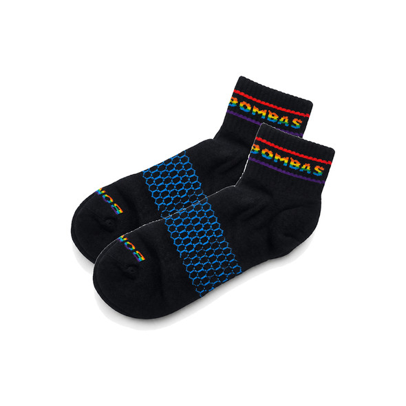 Bombas Quarter Socks Black Rainbow (2 Pairs)