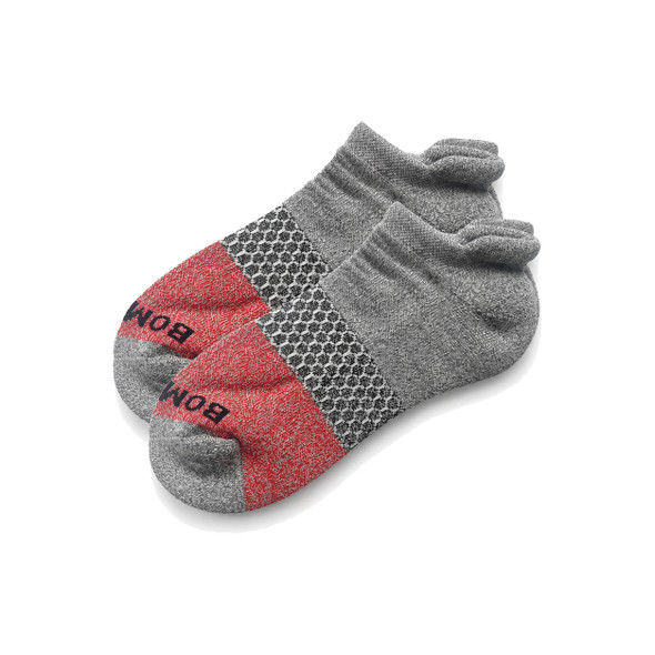 Bombas Ankle Socks TriBlock Red Black Grey (2 Pairs)