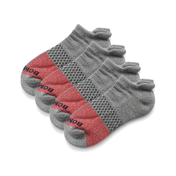 Bombas Ankle Socks TriBlock Red Black Grey (4 Pairs)