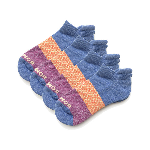 Bombas Ankle Socks TriBlock Pink Orange Blue (4 Pairs)