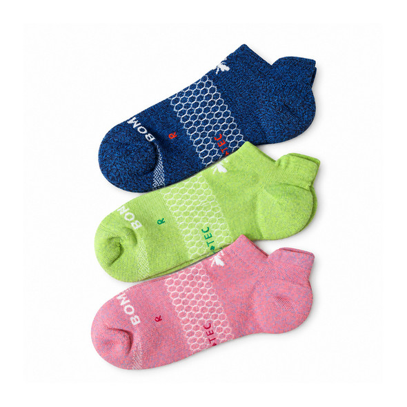 Bombas Ankle Socks Performance 3-Pack Medium (Pink/Green/Blue)