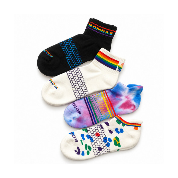 Bombas 2 Ankle/ 2 Quarter Multicolor 4-Pack Large (Rainbow/Tie-Dye)