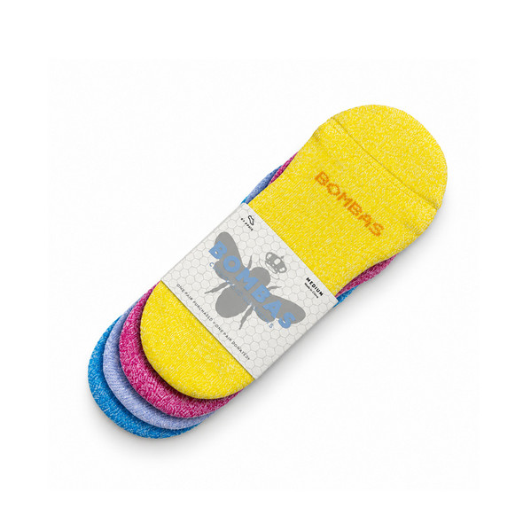 Bombas No-Show Socks 4-Pack Medium (Pink/Purple/Yellow/Blue)