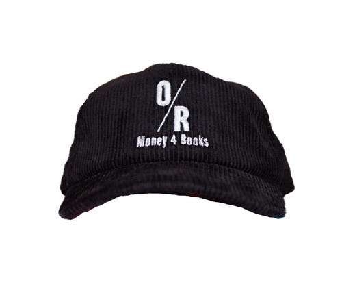 A black hat with the OR Books logo and Money 4 Books under it