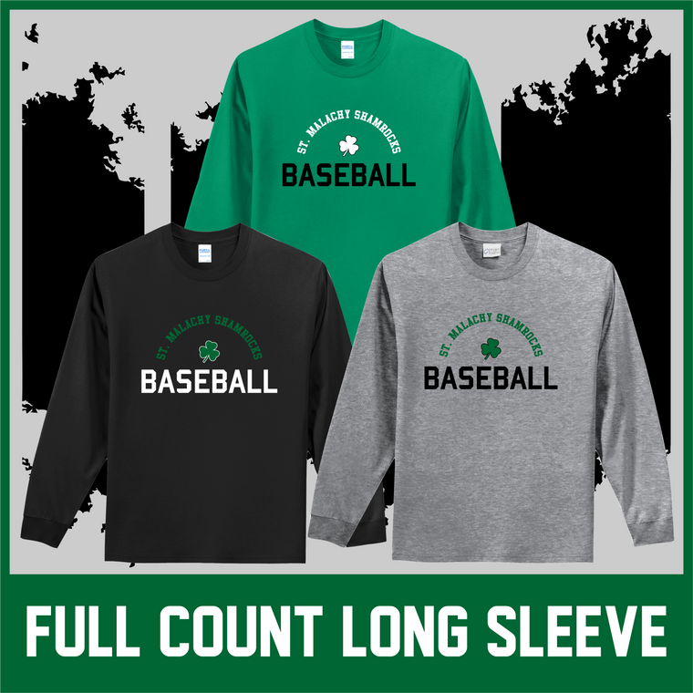 St Malachy FULL COUNT Baseball Long Sleeve Tees