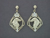 Earrings Antique Circle Stone With Borzoi