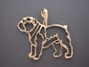 Bulldog Full Body Cutout Stacked L Pendant