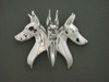 Doberman 3 Head 3 D Silver Pendant