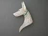 Doberman Head With Diamondmond Pave And Emerald Collar Pendant