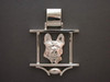 Frame Chinese  Square W French Bulldog Silver Pendant