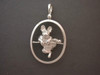 Frame Oval W French Bulldog Full Body Climbing Silver Pendant