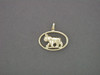 14k yellow gold French Bulldog pendant in oval frame small