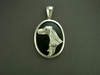 Frame Oval W Irish Setter Head And Onyx Silver Pendant